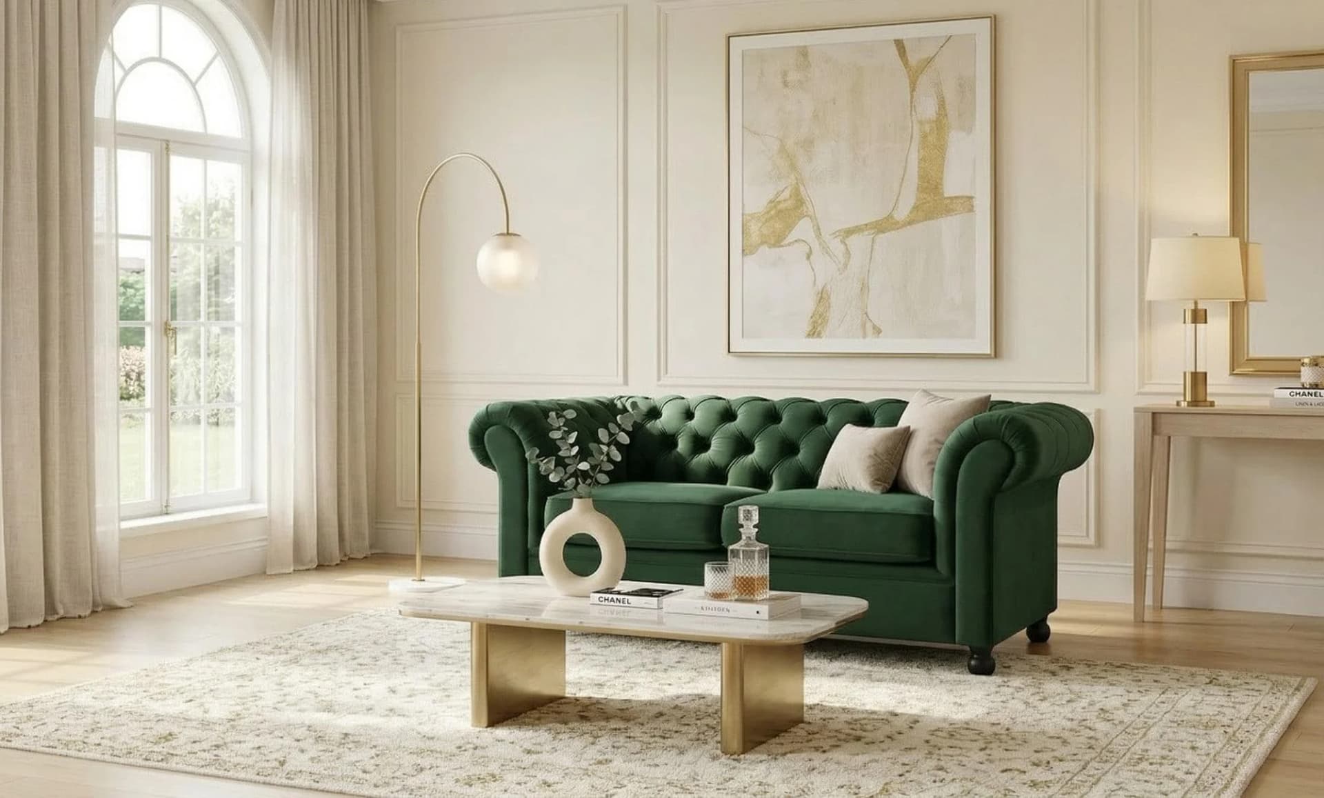 Home Affaire BRONNOY Chesterfield Sofa 2-Sitzer dunkelgrün