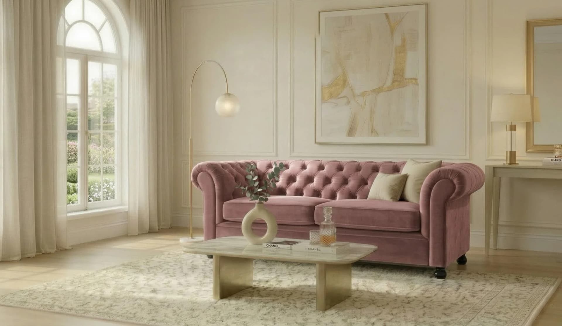 Home Affaire BRONNOY 3-Sitzer Chesterfield Sofa altrosa