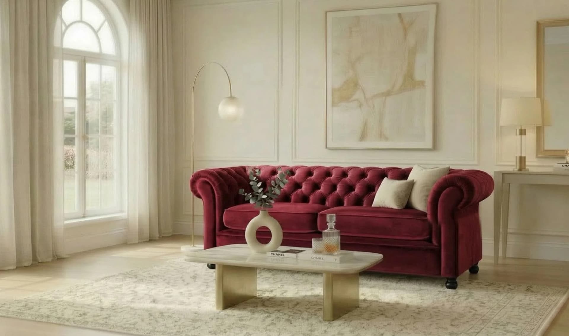 Home Affaire BRONNOY 3-Sitzer Chesterfield Sofa rot mit Knopfheftung