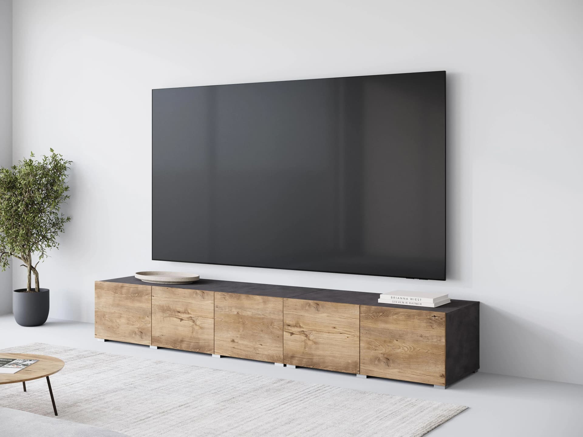 OTTO HOME Lowboard Denver 250 cm anthrazit/kastanie