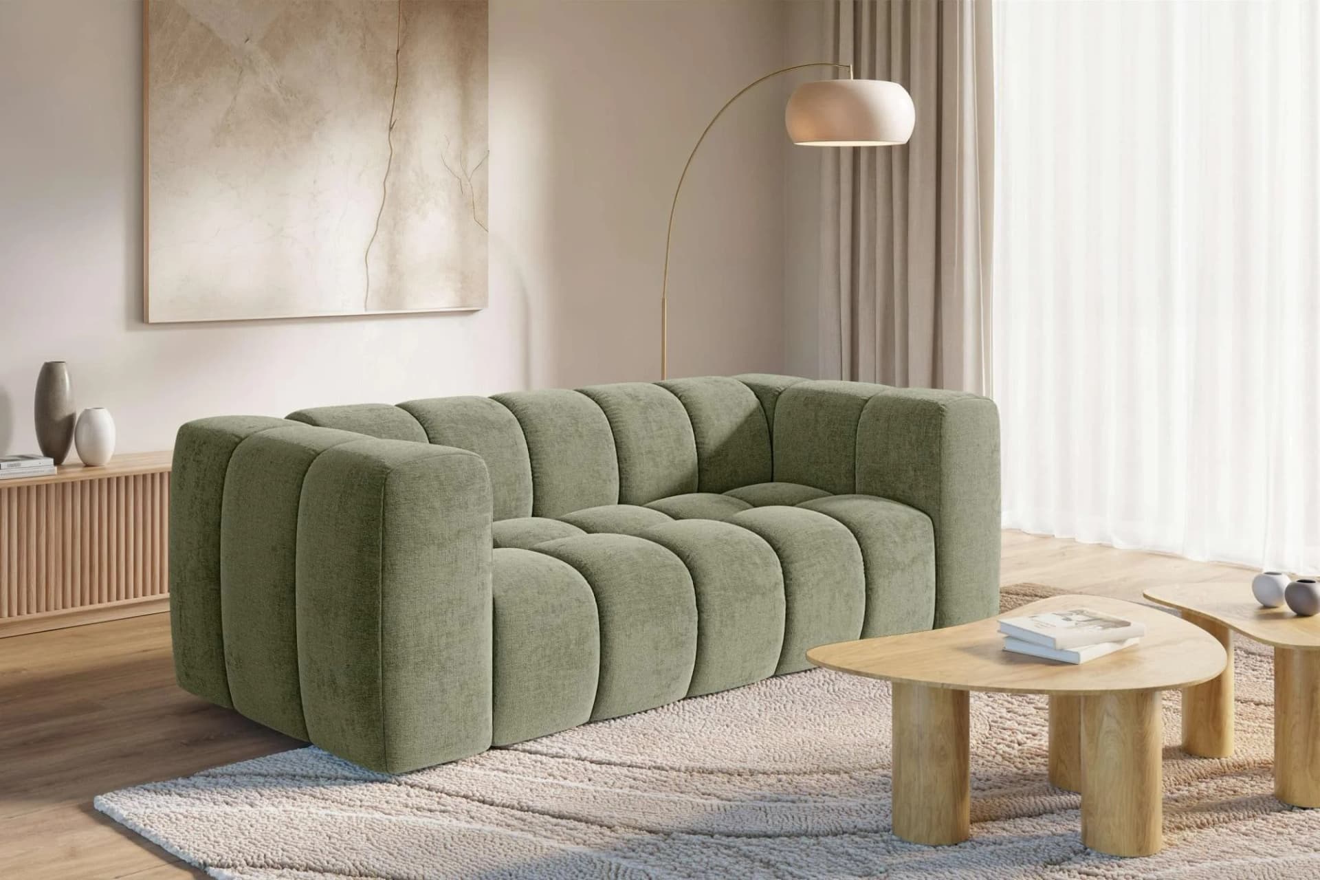 HOMSY BY ANA JOHNSON BOUBELLE 3-Sitzer Sofa Grün Polyester