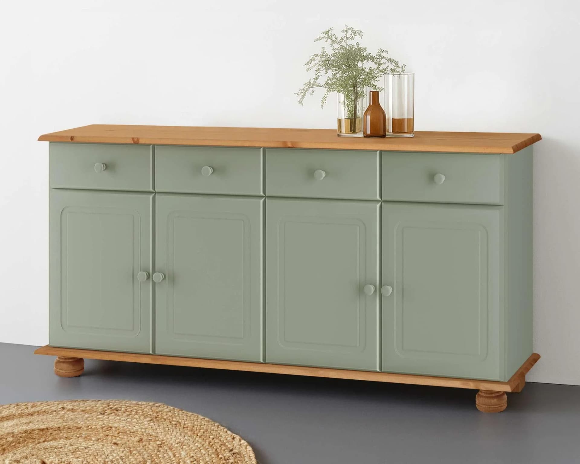 OTTO HOME Sideboard Mette Salbeigrün Massivholz Landhausstil
