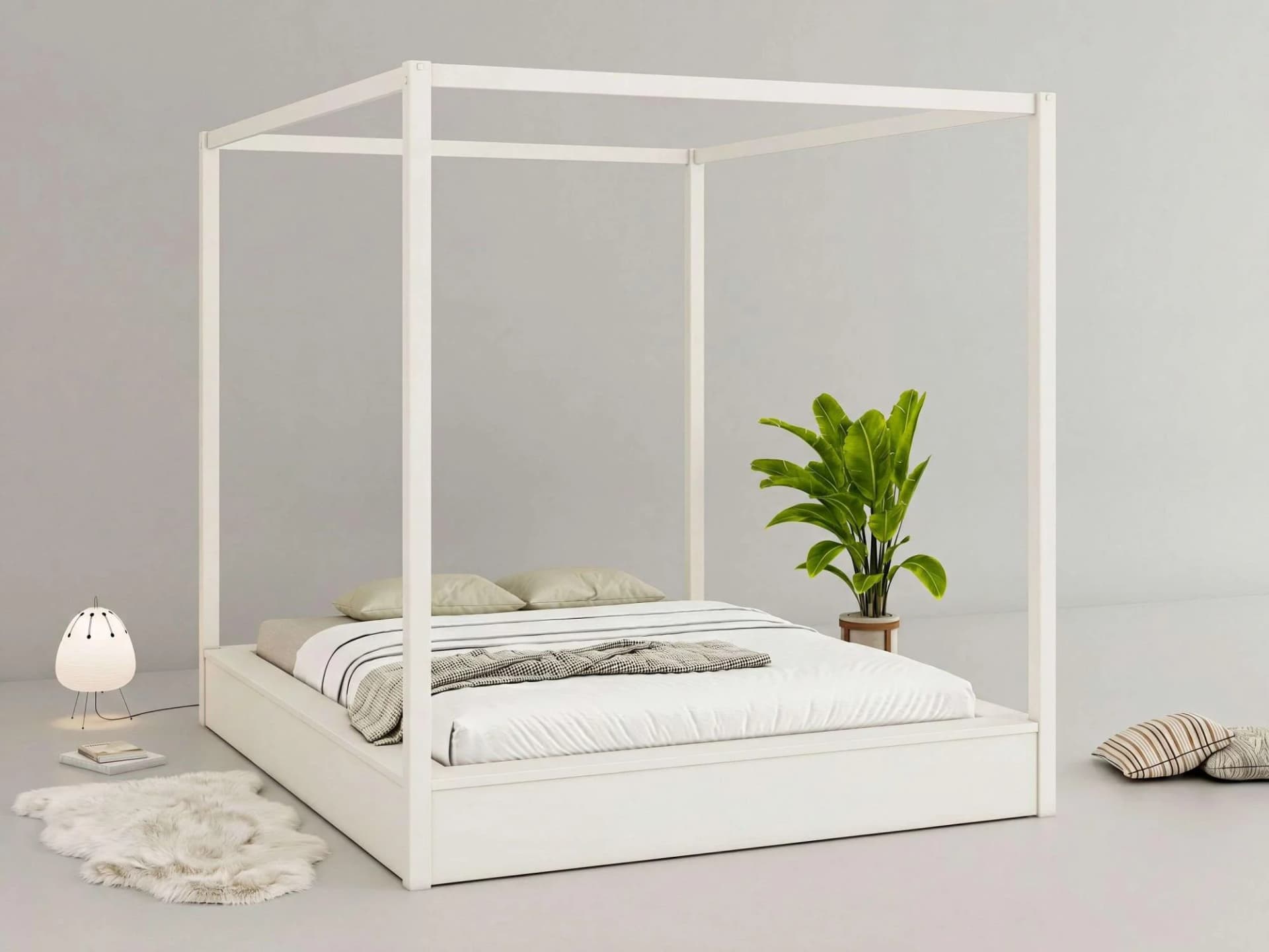 Himmelbett Usella weiß aus Kiefer mit Lattenrost