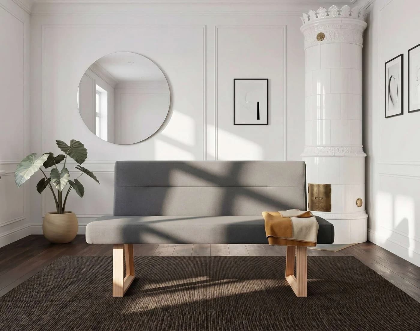OTTO home Essbank Mellio 3-Sitzer Anthrazit Eiche massiv