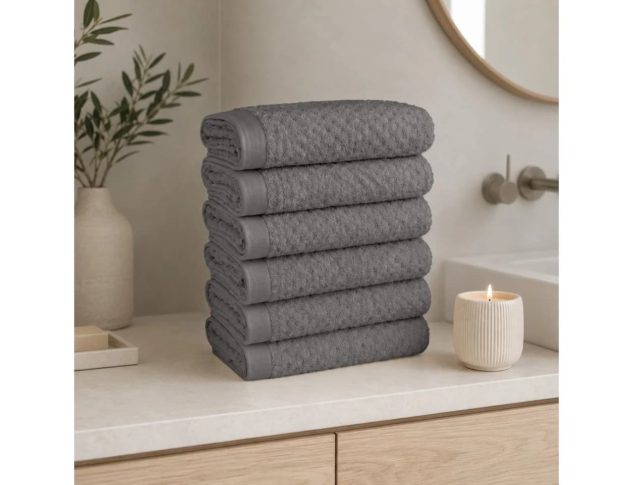 OTTO home Handtücher Corrin 6-tlg. Grau 50x100cm Frottier Baumwolle