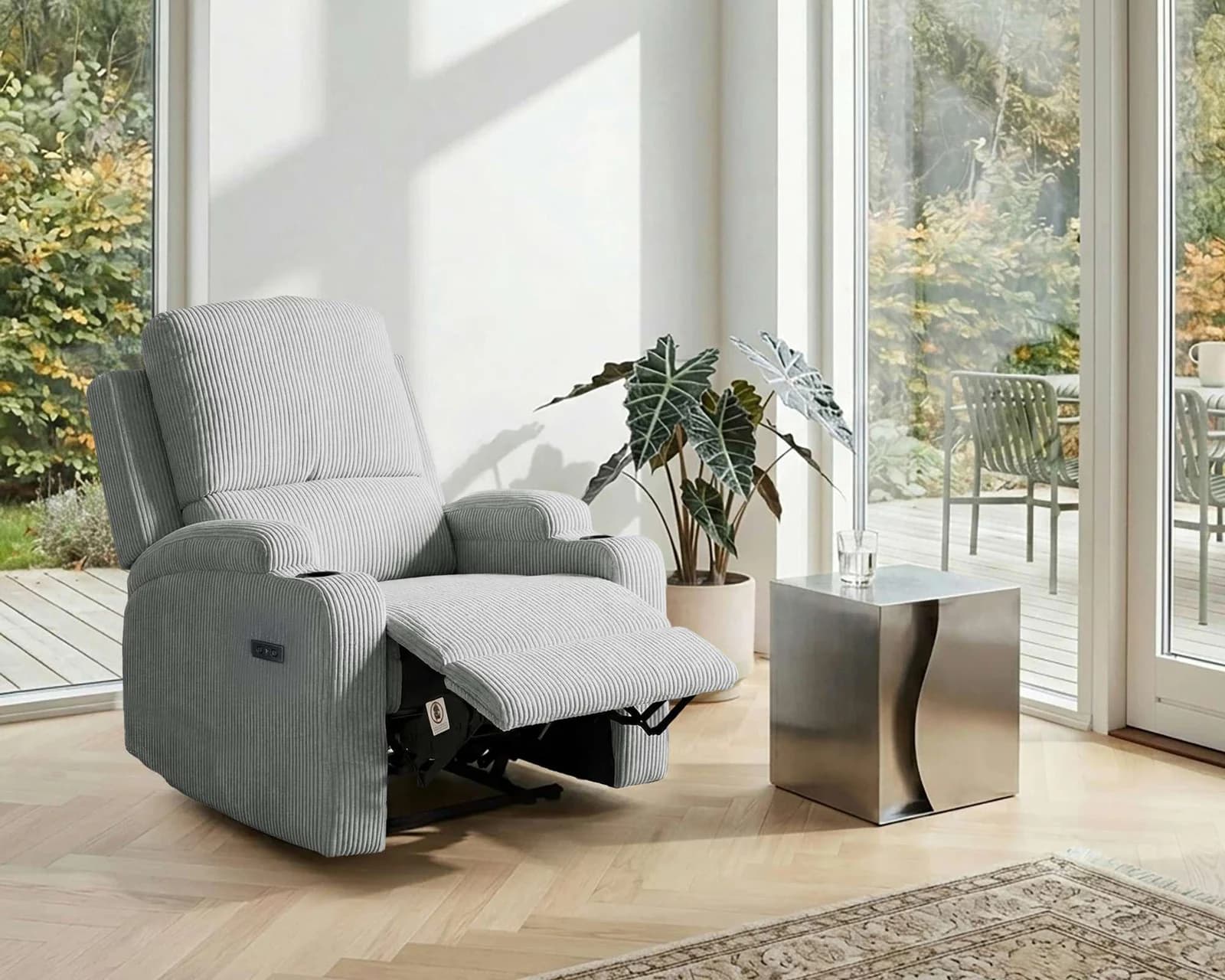 OTTO HOME Relaxsessel NAPORI Cord Grau Elektrisch