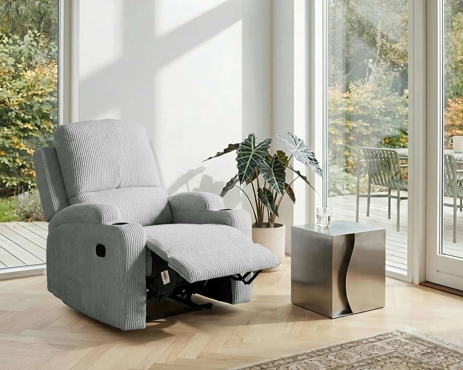 OTTO HOME Relaxsessel NAPORI Cord Grau mit Relaxfunktion