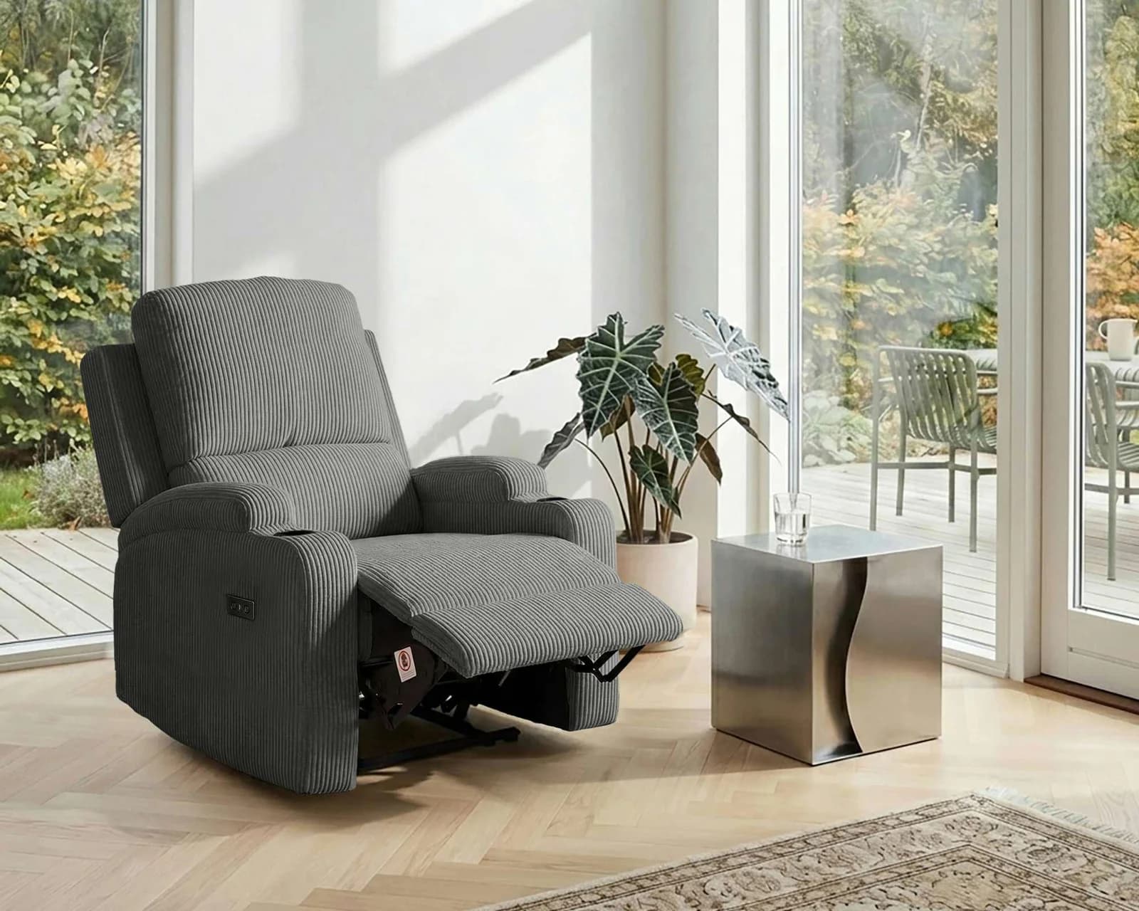 Relaxsessel OTTO HOME NAPORI Cord Anthrazit Elektrisch