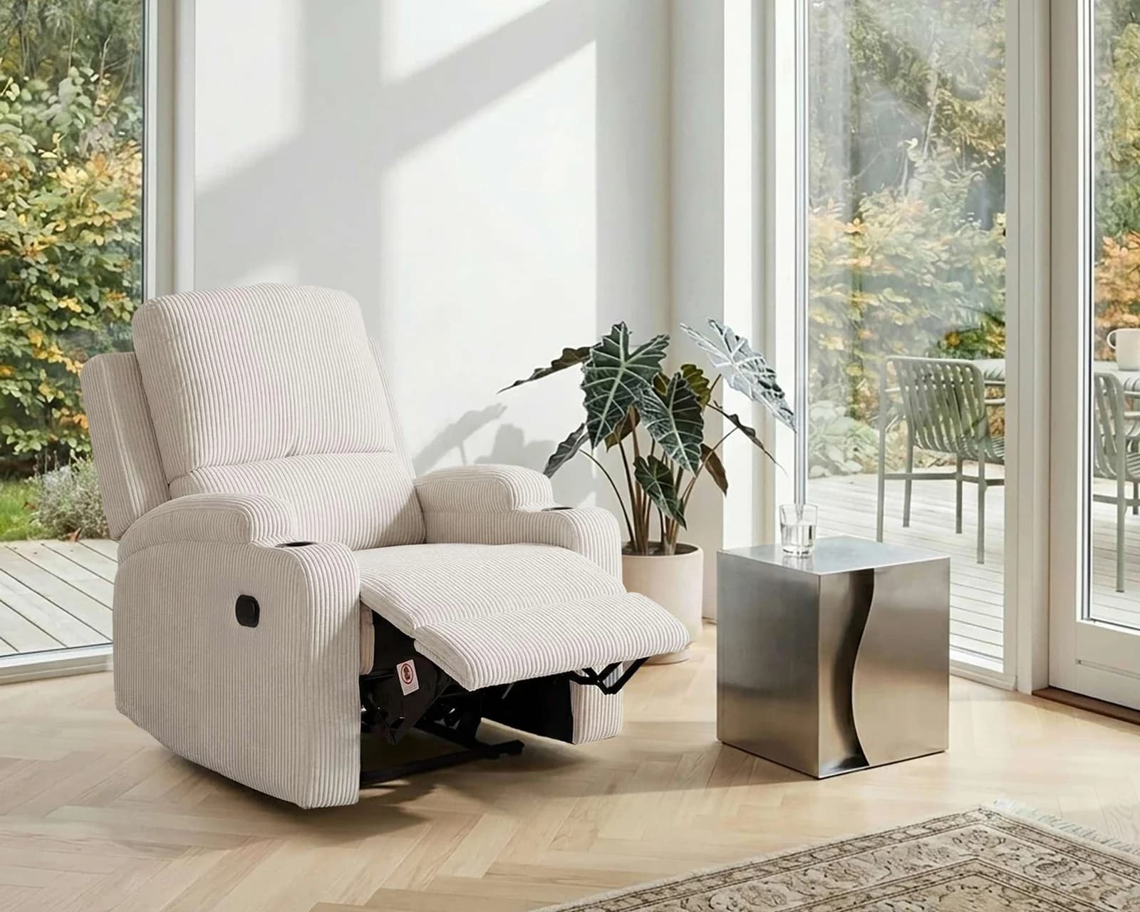 OTTO HOME Relaxsessel NAPORI Beige Cord mit Relaxfunktion