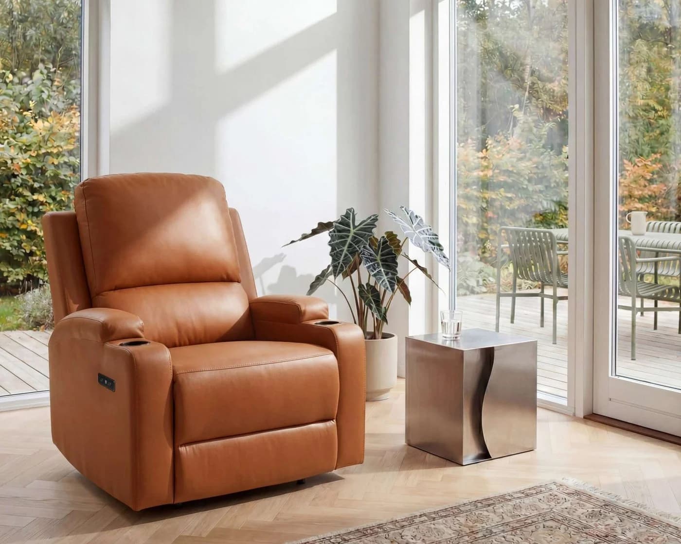 OTTO home Relaxsessel NAPORI Lederoptik Braun mit Relaxfunktion