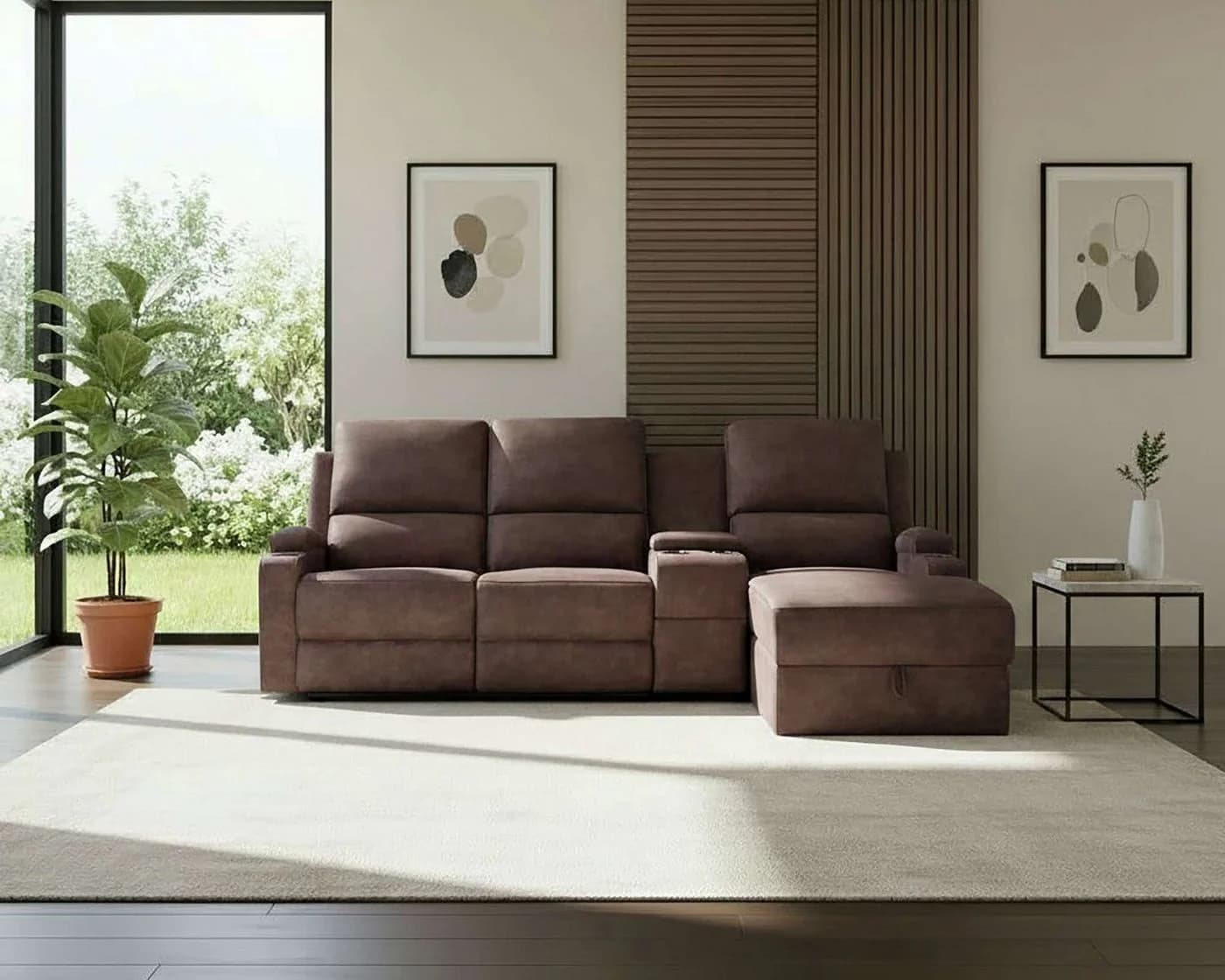 OTTO home Ecksofa NAPORI Microfaser Relaxfunktion L-Form dunkelbraun