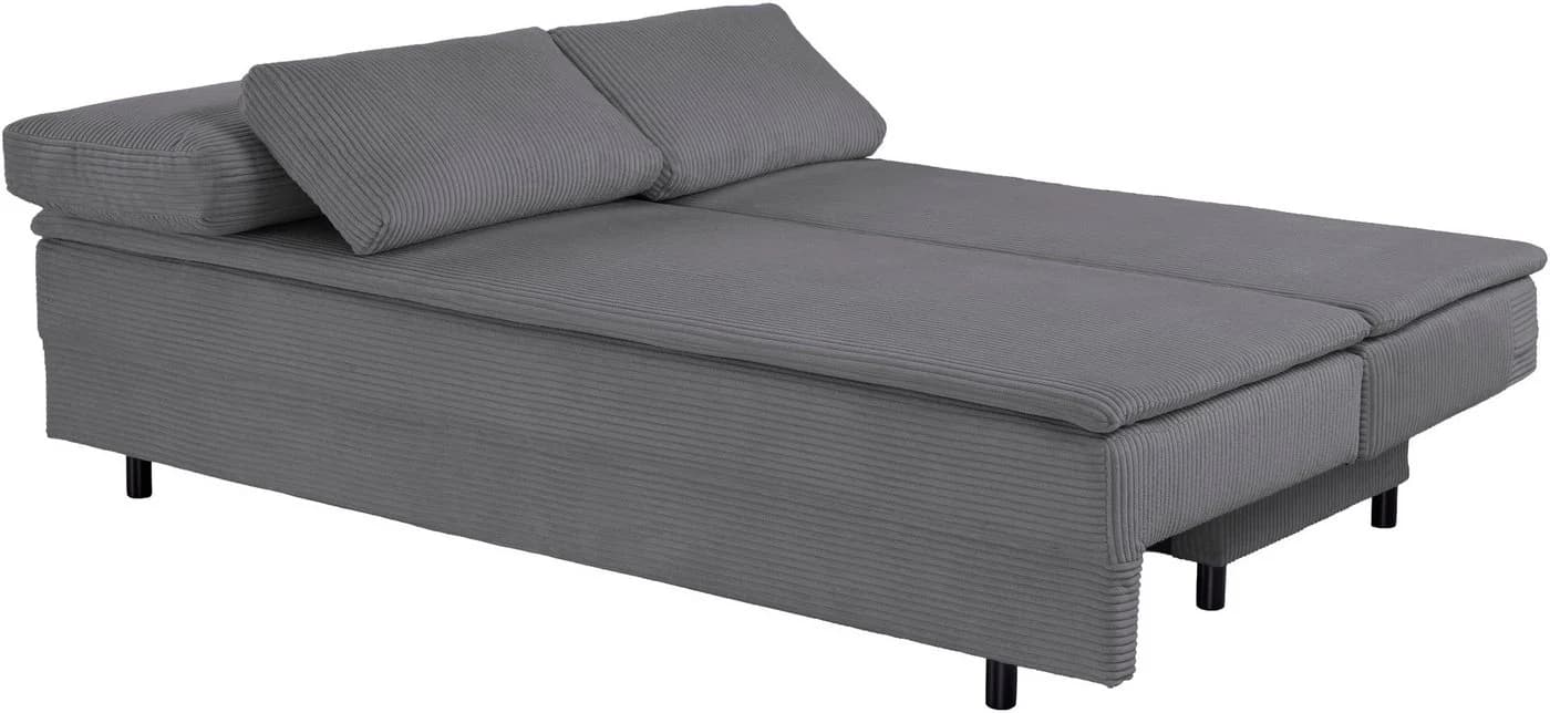 OTTO home Schlafsofa JANNIKO Cord Grau mit Bettkasten & Schlaffunktion
