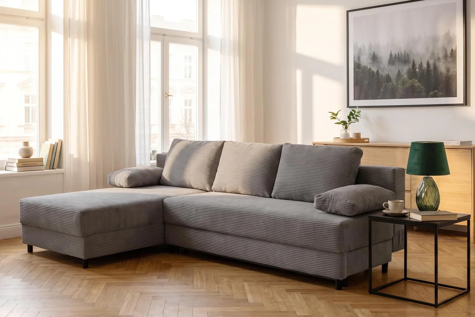 OTTO HOME ONNIKO Schlafsofa L-Form Cord Anthrazit