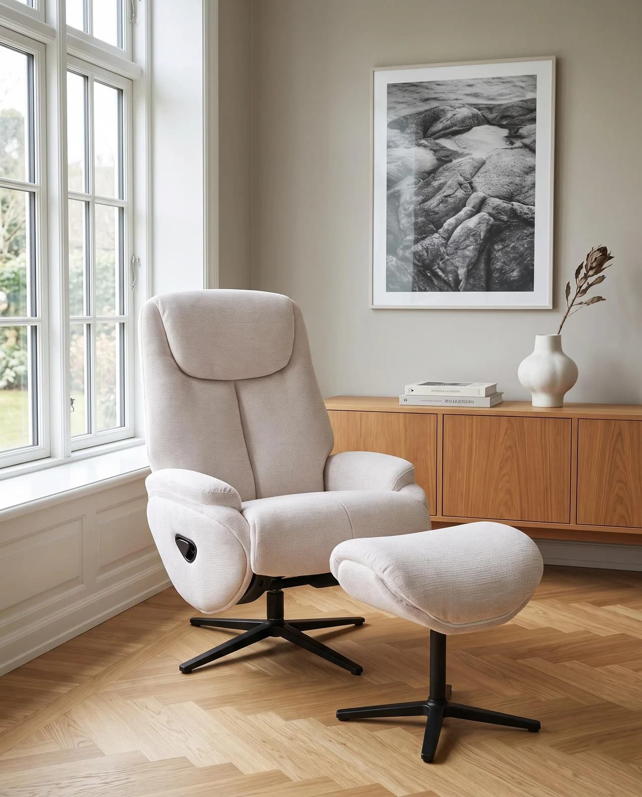 OTTO HOME SELLIA Relaxsessel Creme Webstoff 360° Drehfunktion