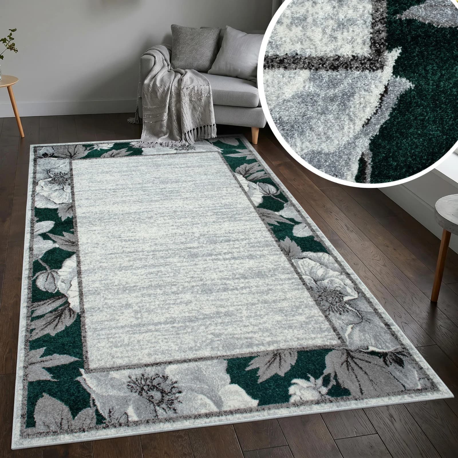 OTTO HOME Teppich Florent Blumen Design Grün Kunstfaser