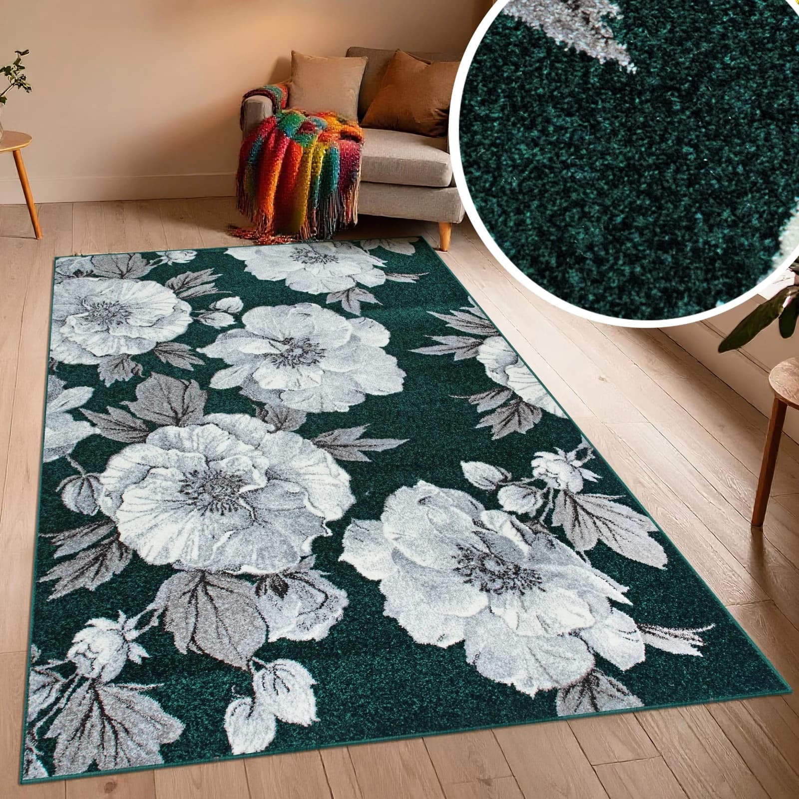 OTTO HOME Teppich Florent Floral Grün Vintage