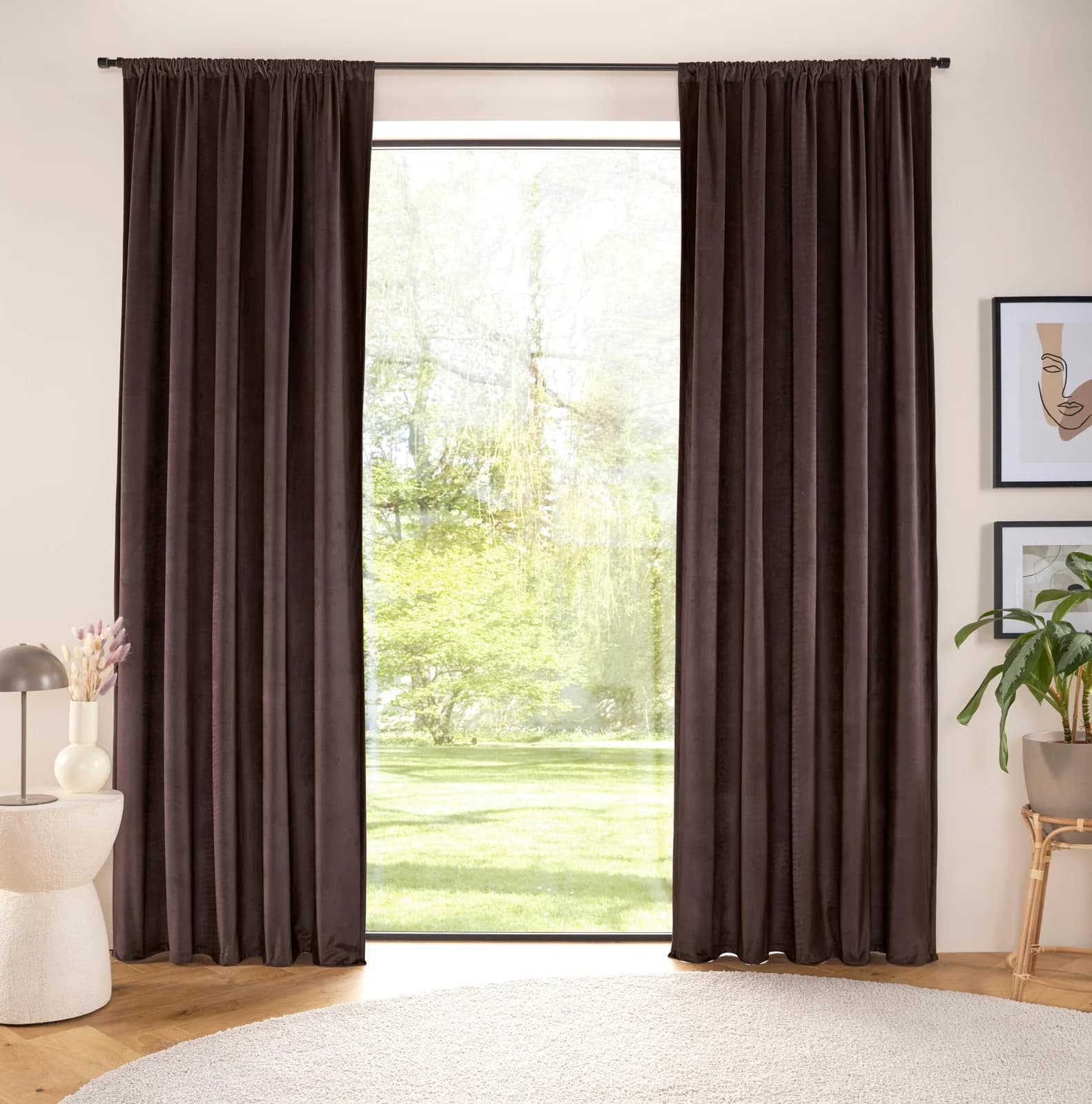 LeGer Home by Lena Gercke Gardine LADINA Dunkelbraun Samt-Optik