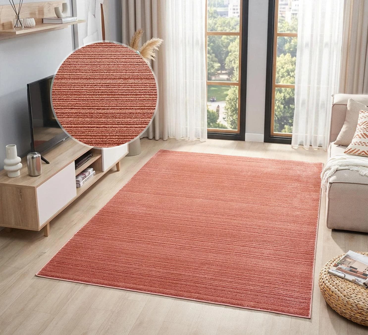 OTTO HOME Teppich Noolan Rosa Hoch-Tief-Struktur Kunstfaser