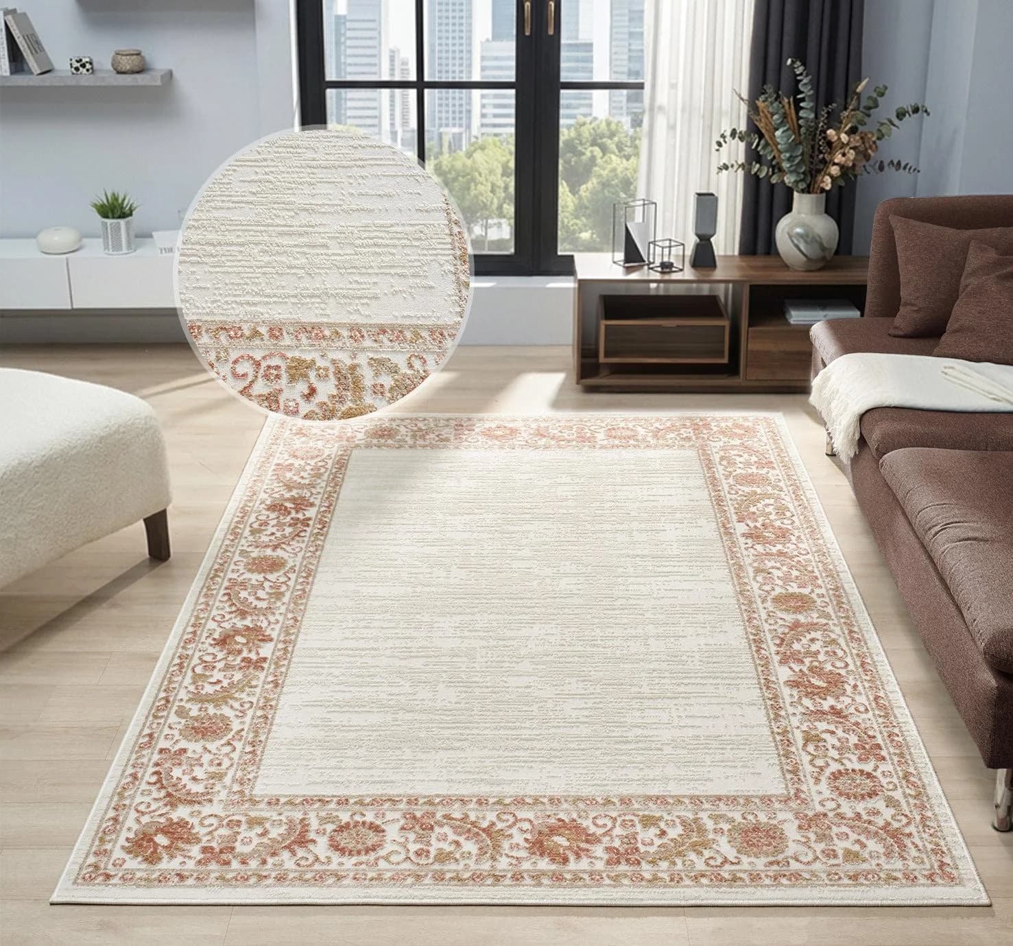 OTTO HOME Teppich Fennia Blumen-Motiv Beige/Rot Orientalisch