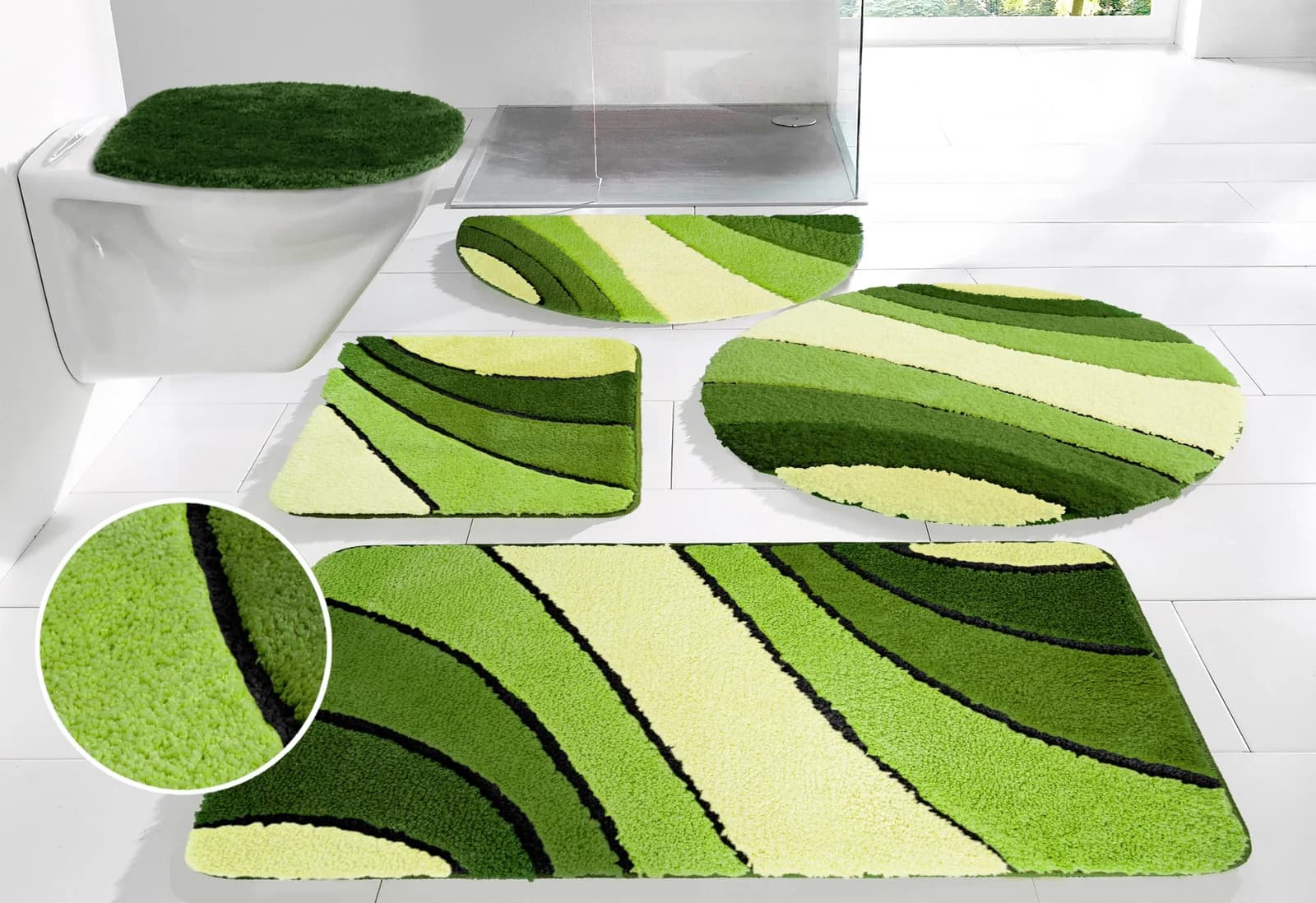 OTTO HOME Badematte Josie Grün Wellen-Motiv Polyester