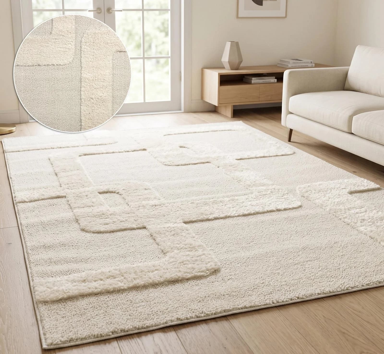Teppich Modea Geometrisches Muster Creme 80x150 cm