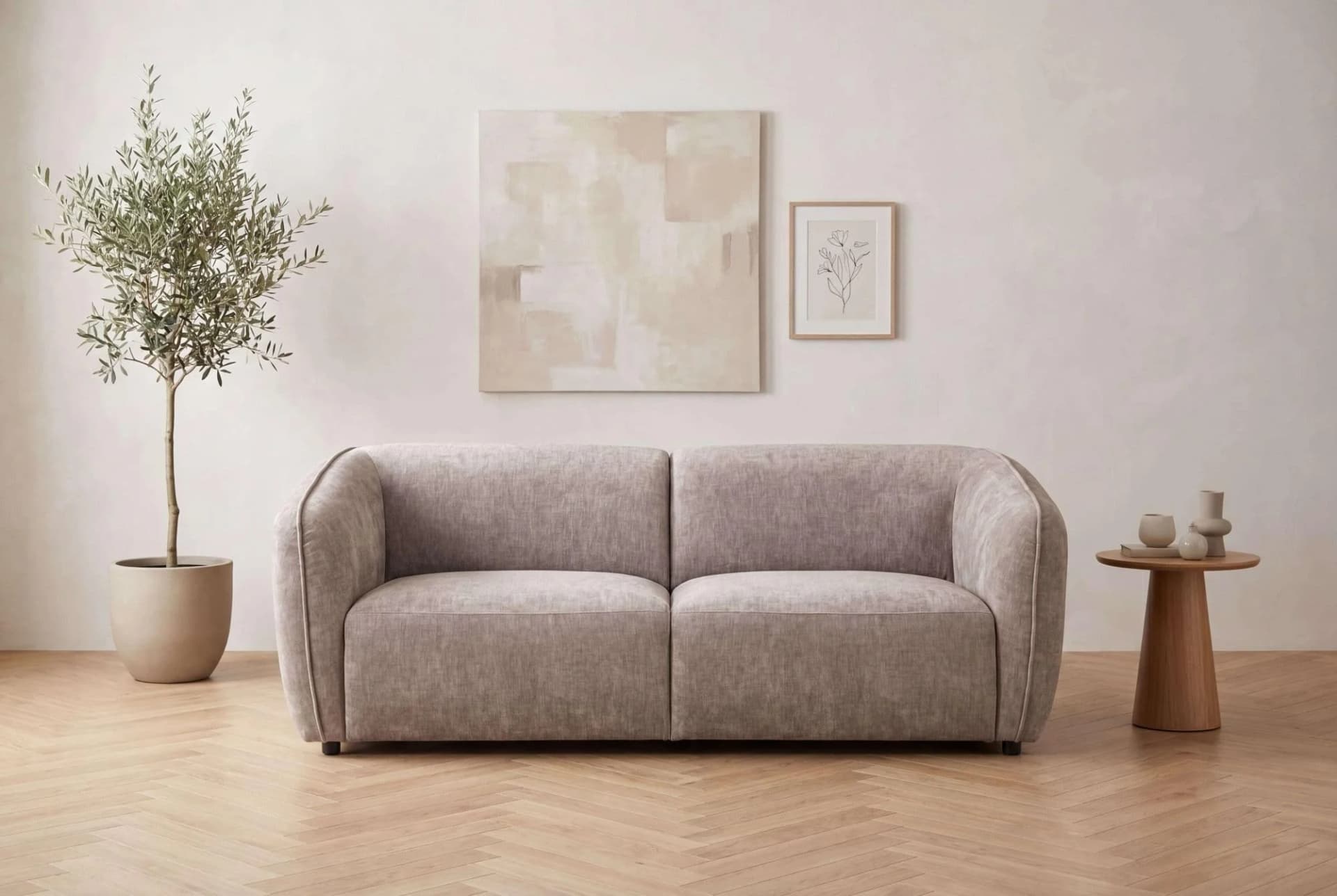 HOME AFFAIRE Sofa OSTRUP Chenille Beige 2,5-Sitzer