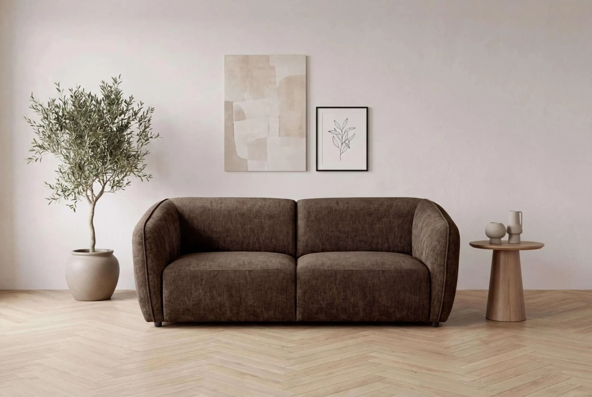 HOME AFFAIRE Sofa OSTRUP 2,5-Sitzer Braun Chenille
