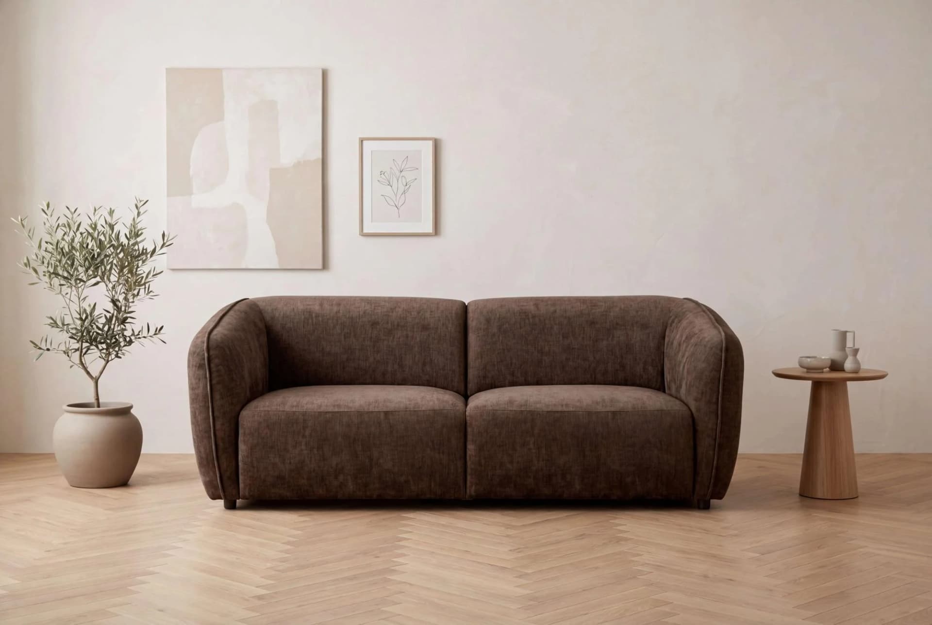 HOME AFFAIRE 3-Sitzer Sofa OSTRUP Braun Chenille