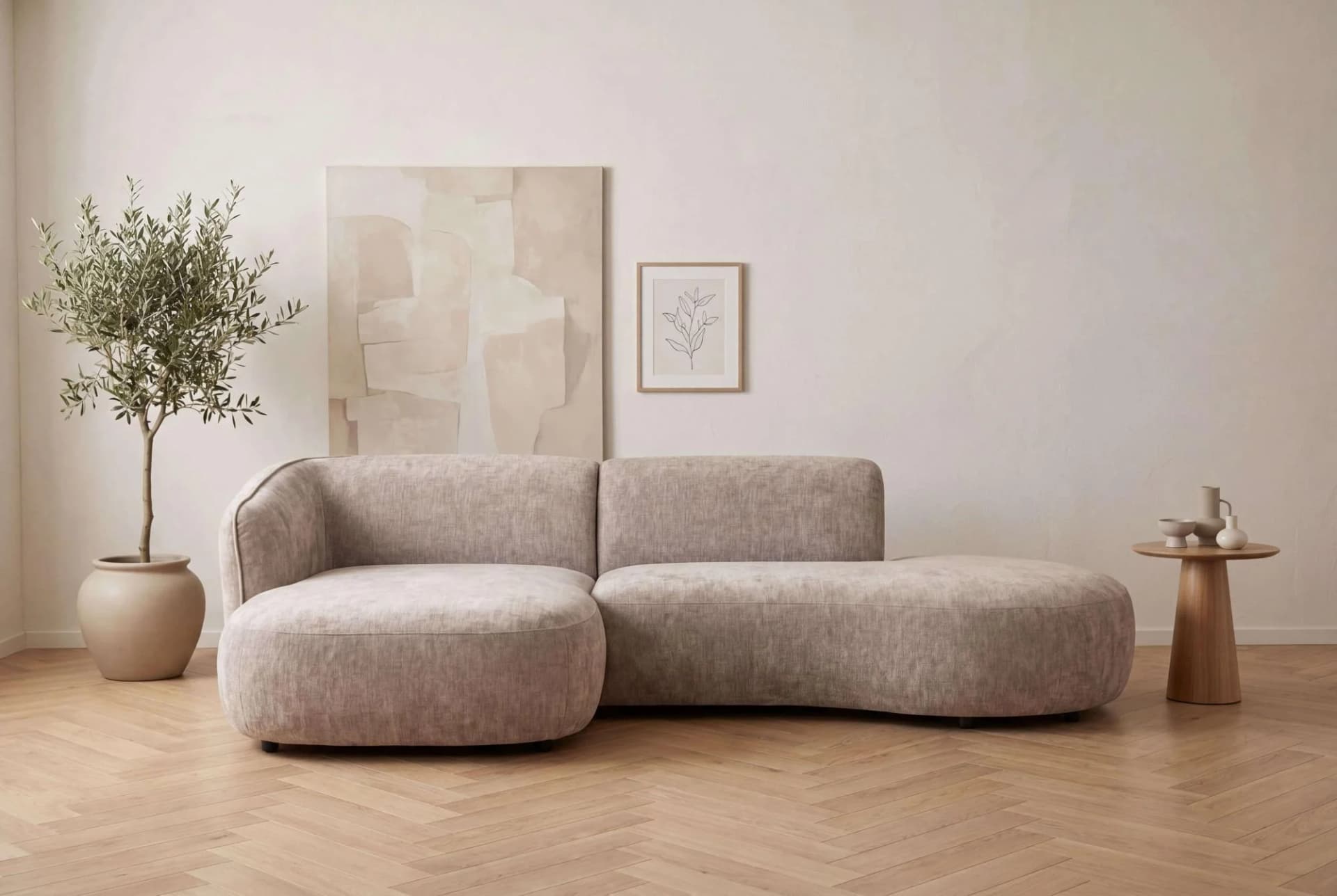 HOME AFFAIRE Ecksofa OSTRUP Chenille Beige Recamiere