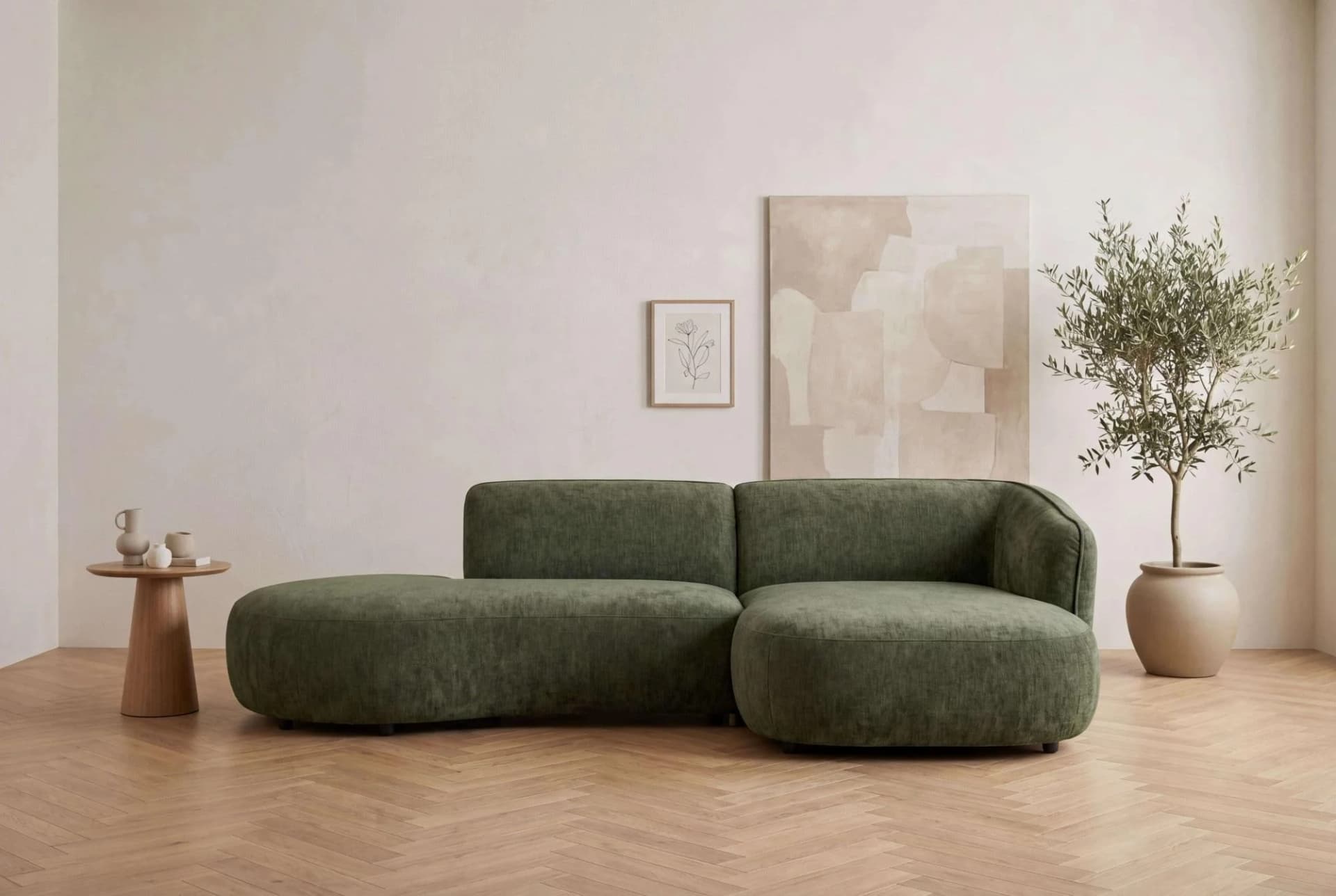 HOME AFFAIRE OSTRUP Ecksofa L-Form Khaki Chenille Recamiere