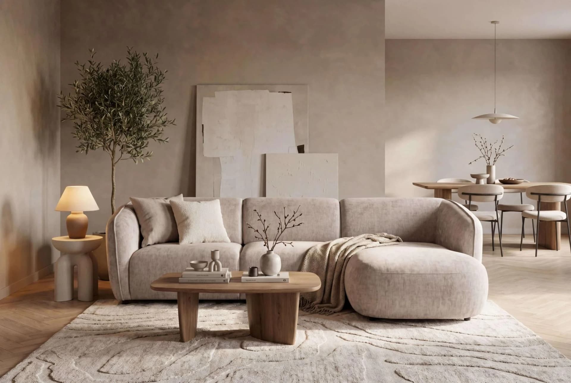 HOME AFFAIRE OSTRUP Ecksofa Beige Chenille Recamiere