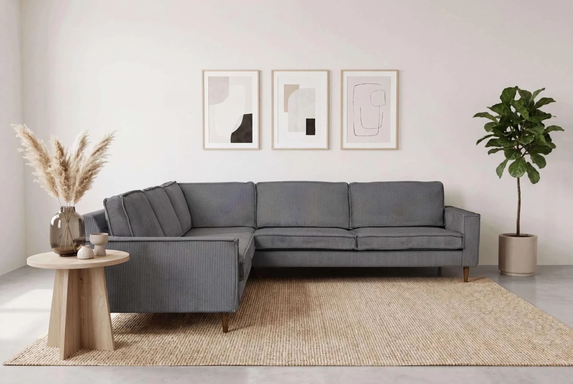 HOME AFFAIRE Ecksofa Pinto Skandi 290 cm Chenille Dunkelgrau