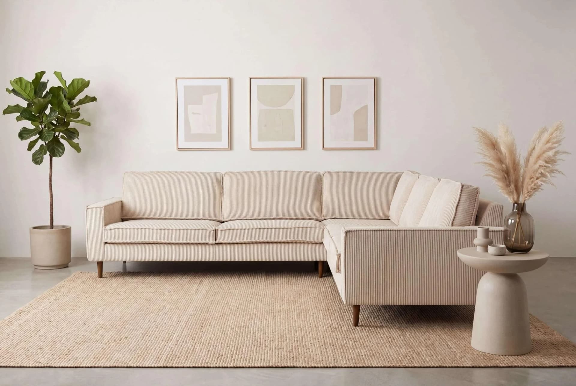 HOME AFFAIRE Ecksofa Pinto Skandi Beige Chenille