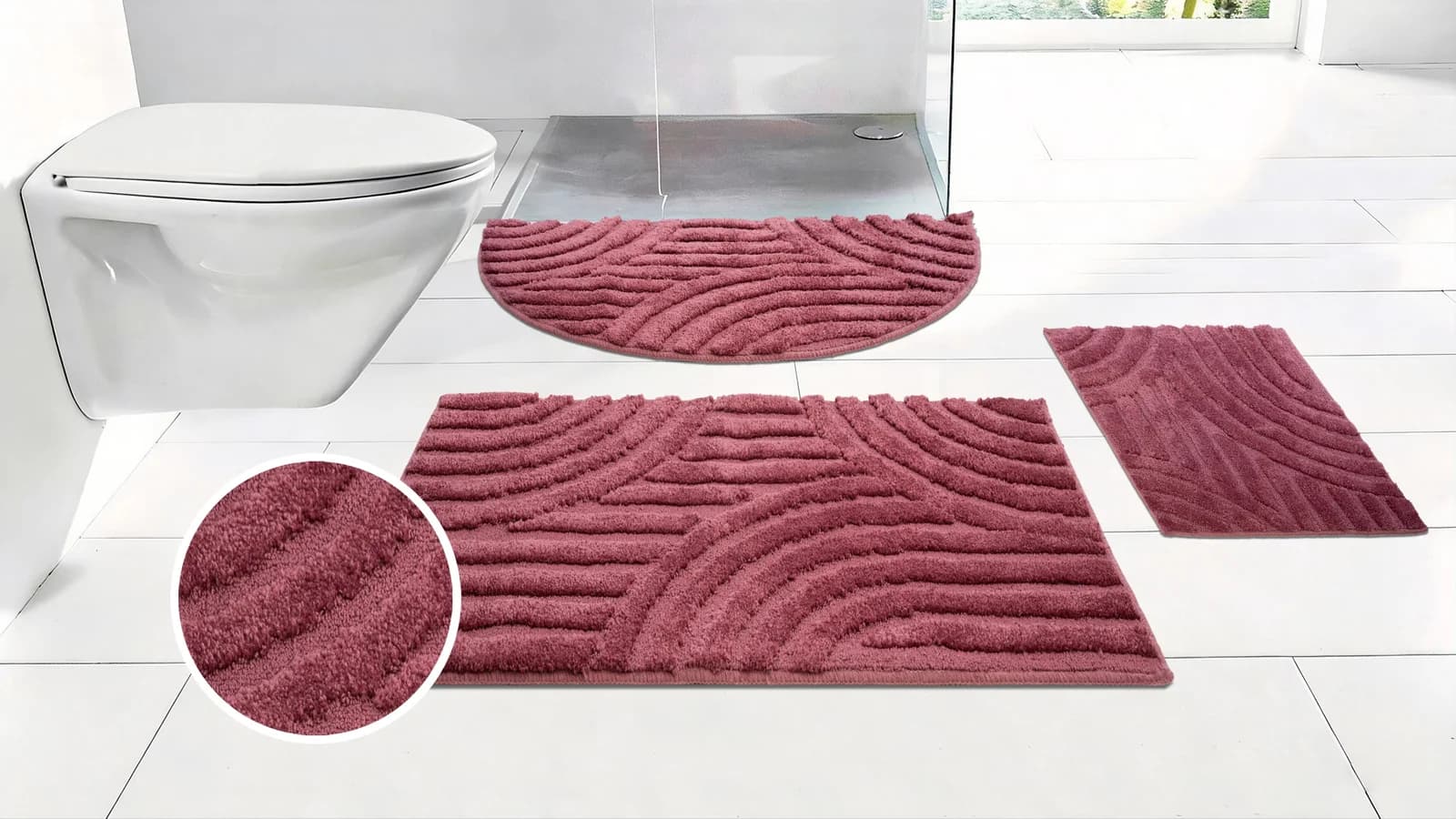 OTTO HOME Badematte Regona Scandi Bordeaux Polyester