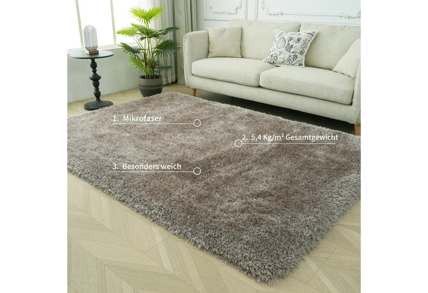 OTTO home Hochflor-Teppich Micro Exclusiv Braun Microfaser