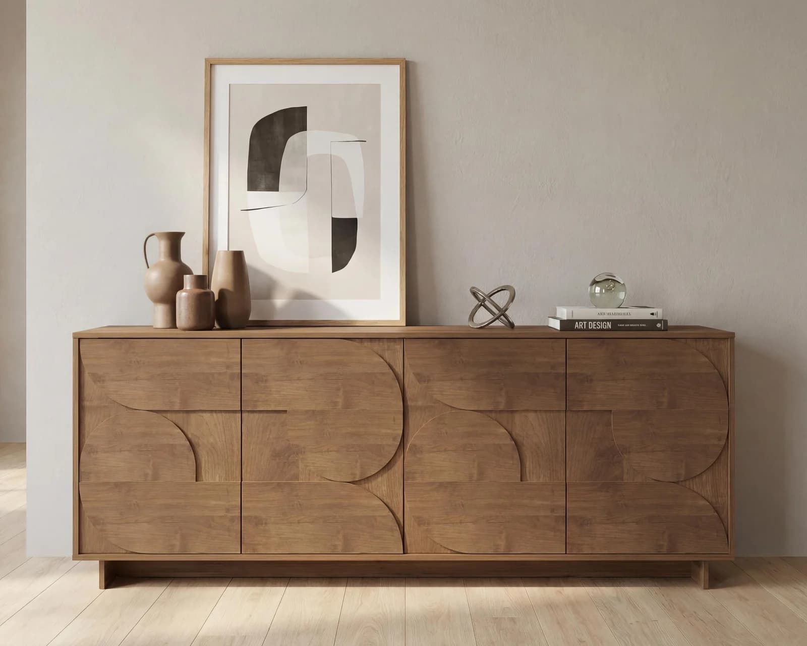 HOME AFFAIRE Sideboard Zen 205 cm 4 Türen 3D-Fronten Mercure Holzstruktur