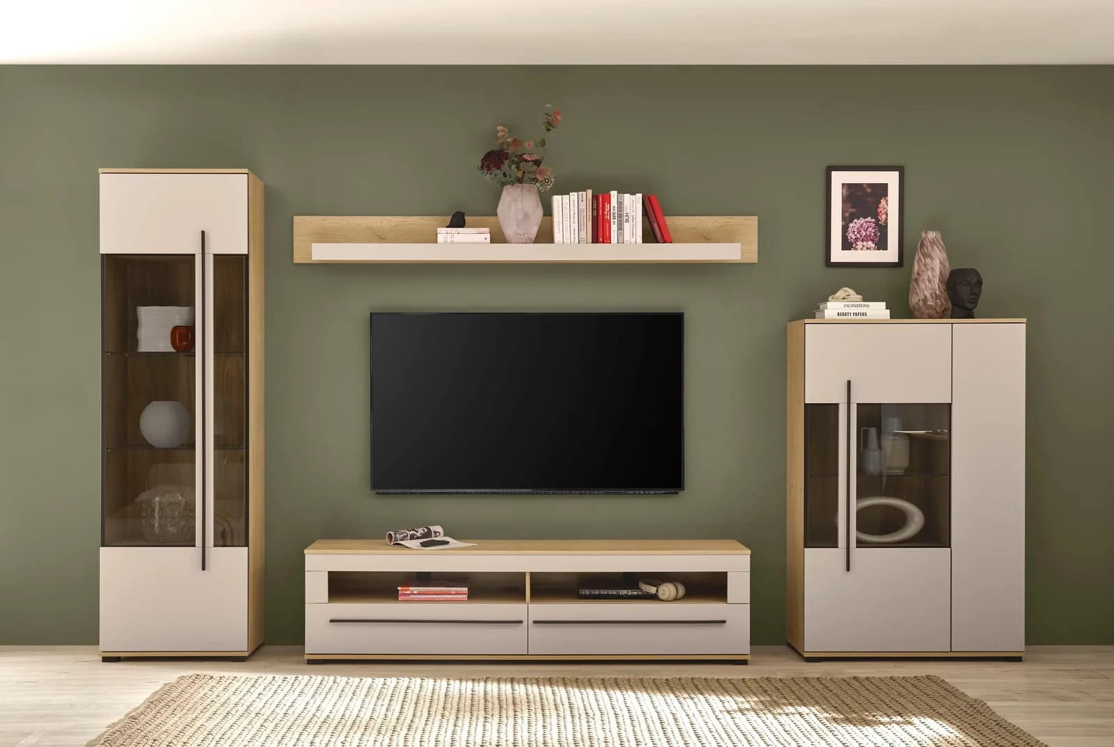 Home Affaire Wohnwand Cantara Set mit Vitrinen, Lowboard & Wandboard