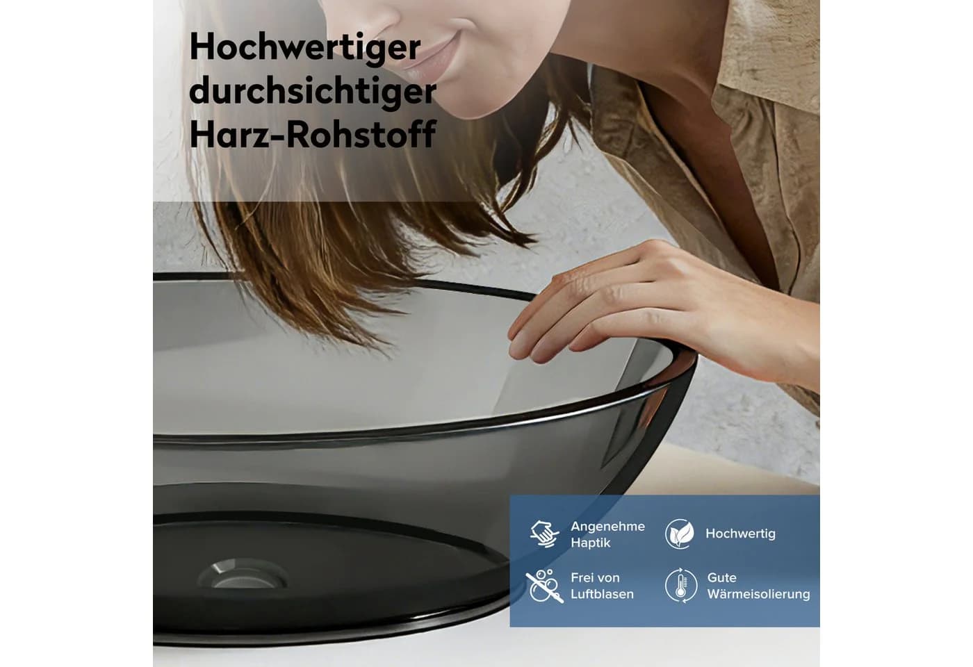 doporro Aufsatzwaschbecken Oval Grau aus Mineralguss