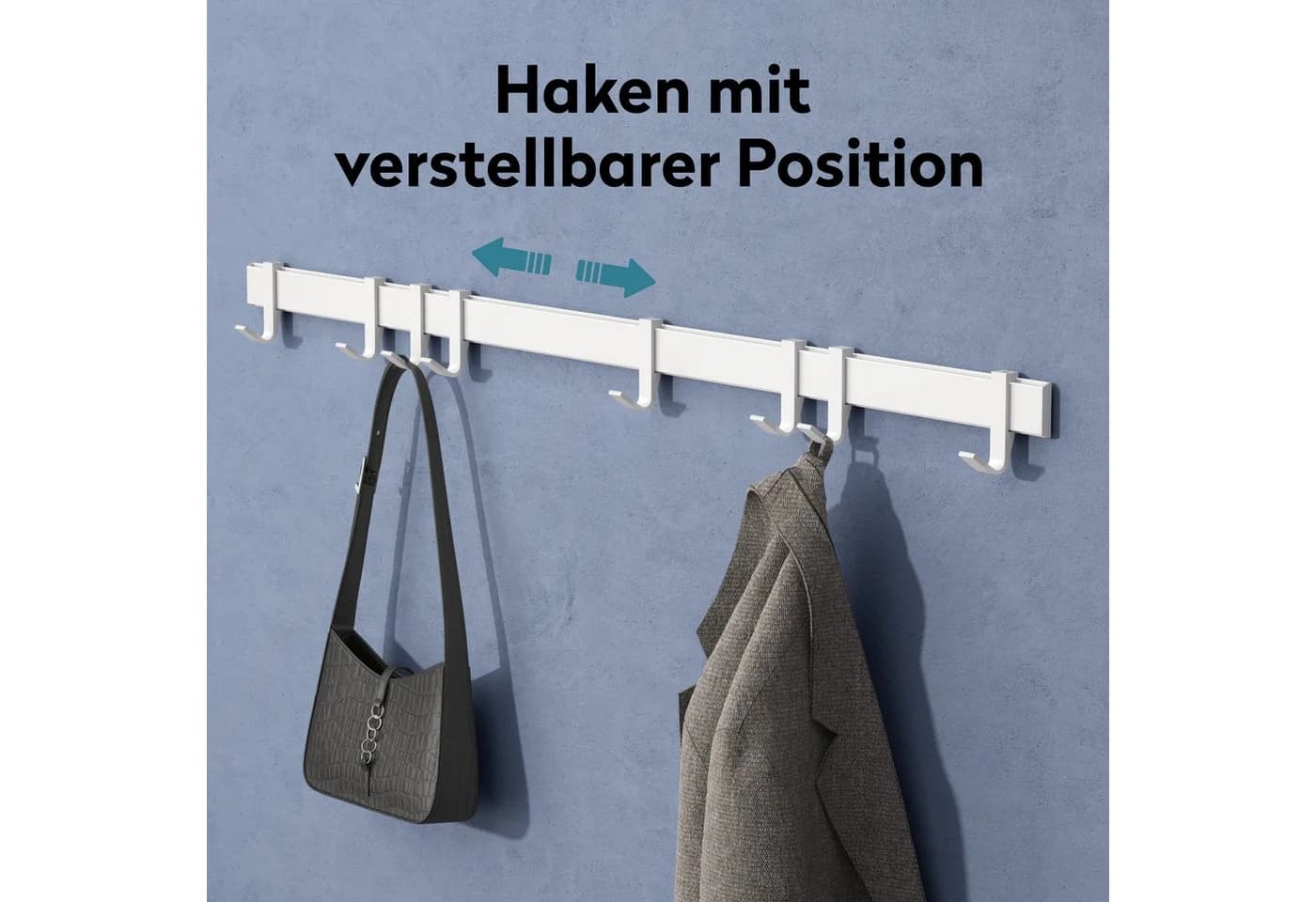 doporro Garderobenleiste Alu-Wandhaken selbstklebend Matt Schwarz/Weiß