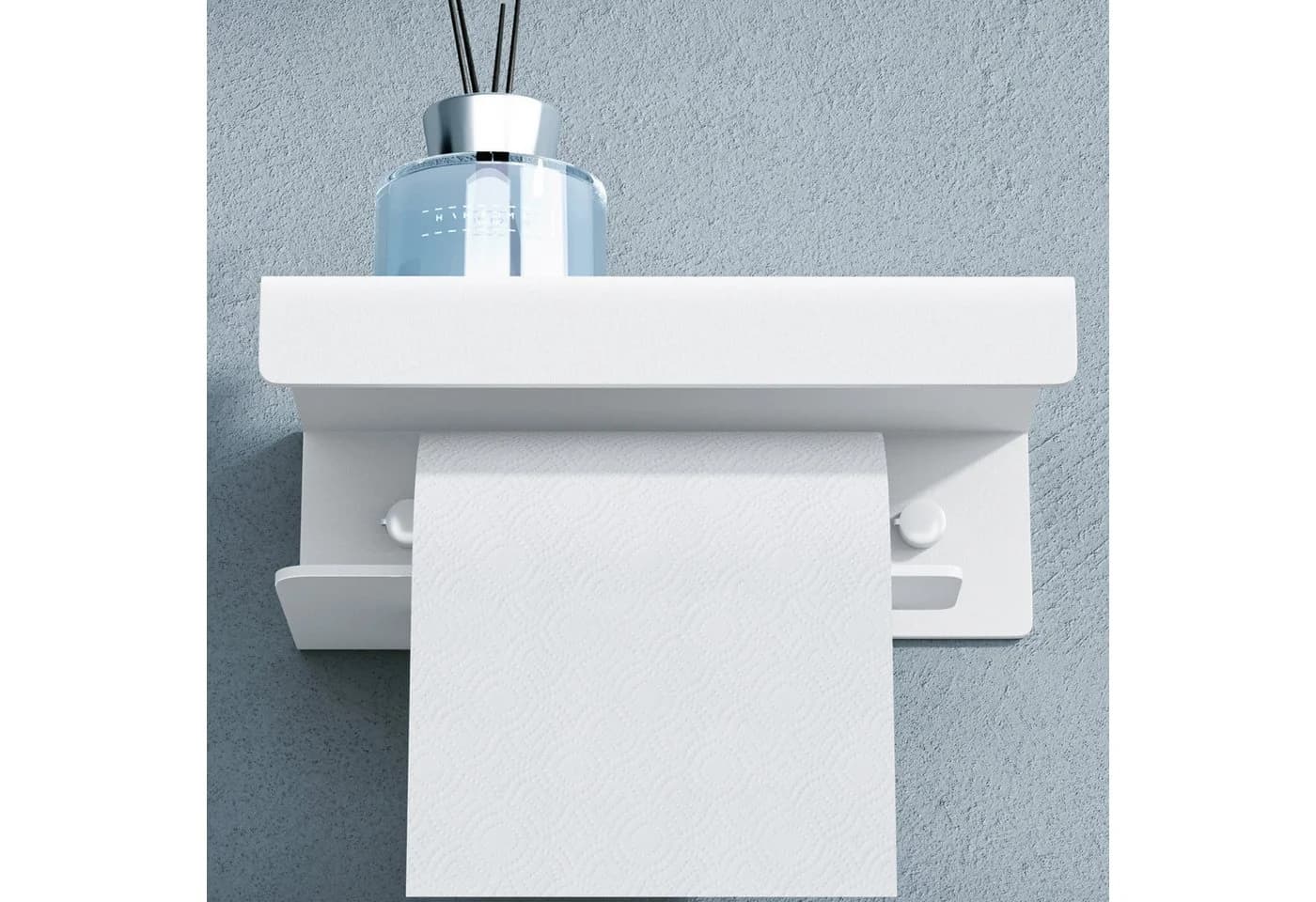 doporro Toilettenpapierhalter mit Ablage Sandweiß Aluminium