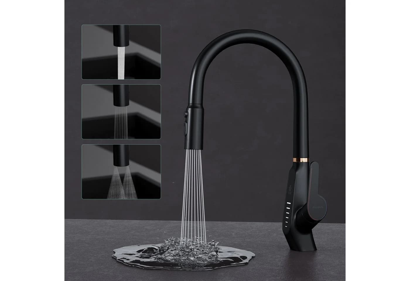 Mai & Mai Küchenarmatur MS-8085 Silber/Schwarz Keramikkartusche