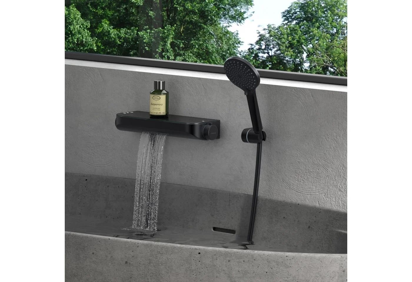 Mai & Mai Wannenarmatur mit Handbrause Thermostat 4 Strahlarten Duschsystem