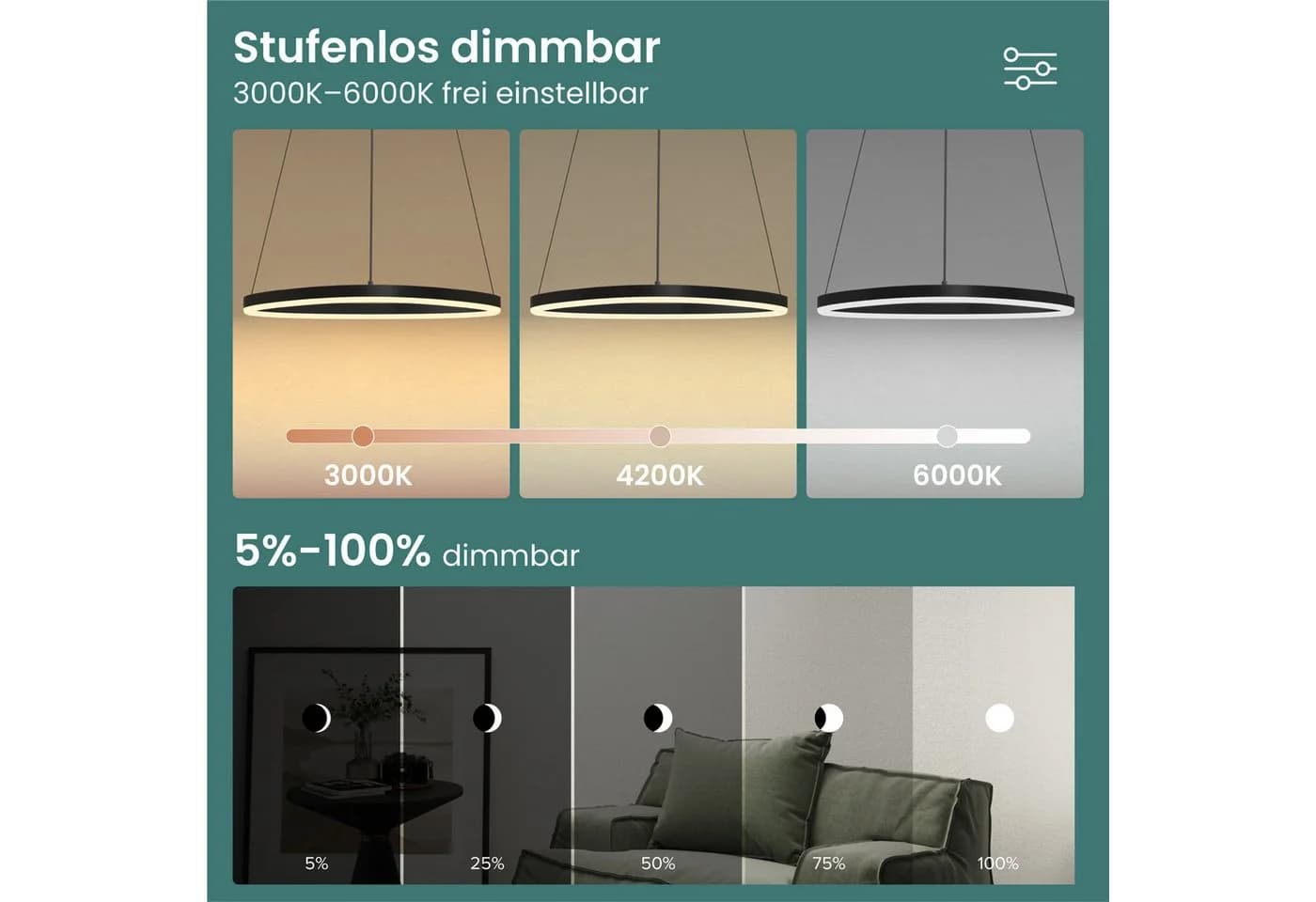 Mai & Mai LED Pendelleuchte Luvina06 Schwarz Dynamisches Wellendesign