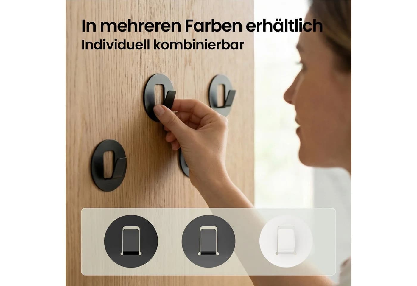 Mai & Mai Wandhaken 4er Set Schwarz Aluminium