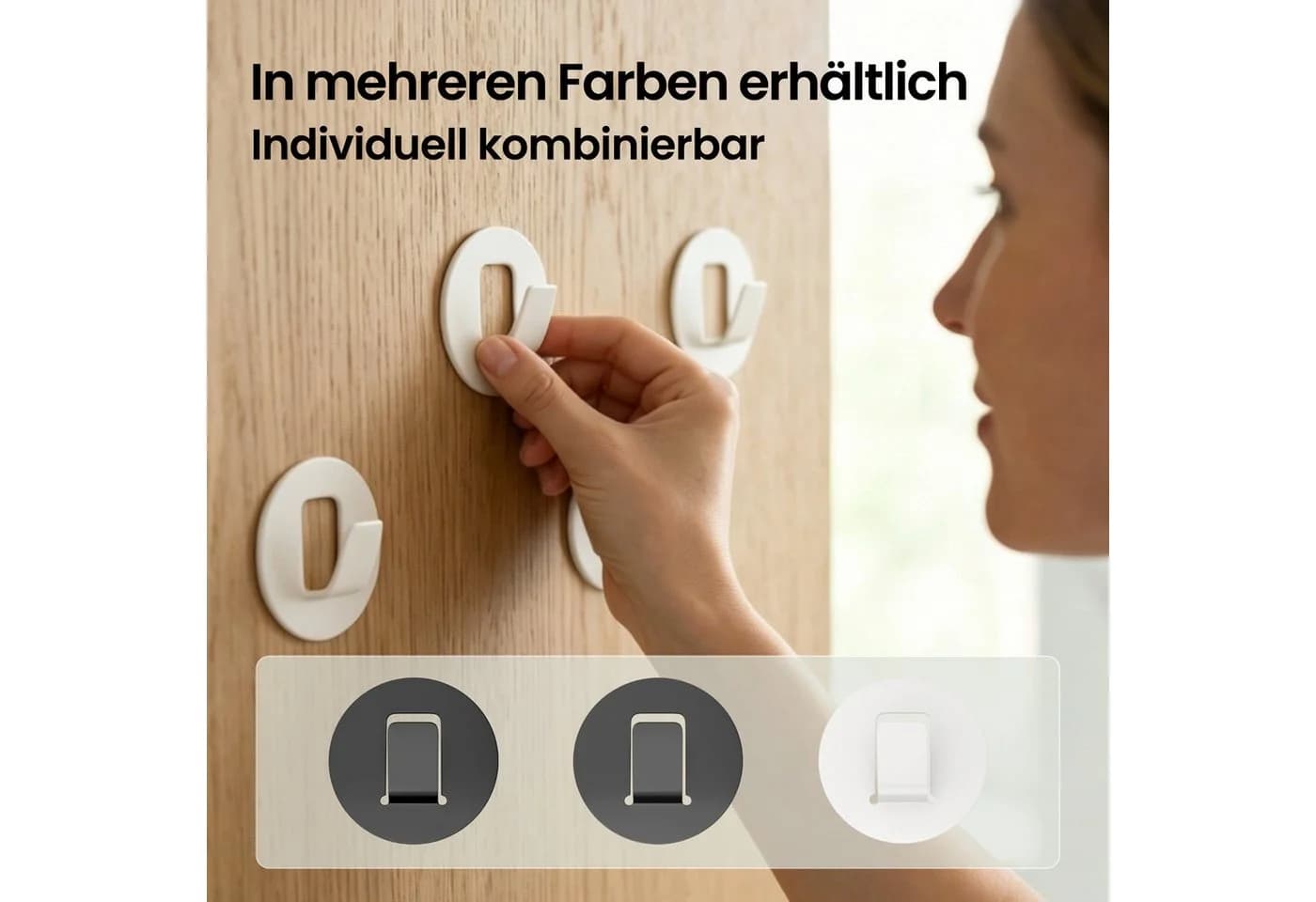 Mai & Mai Wandhaken Stalo-16 4er Set Weiß/Grau/Schwarz Aluminium