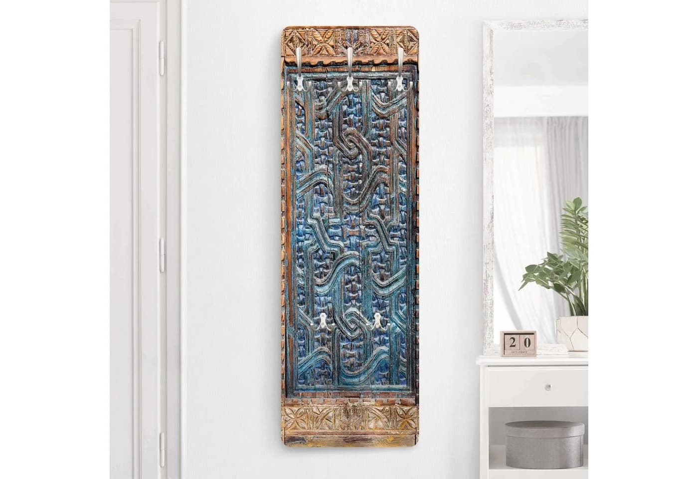 Bilderdepot24 Garderobenpaneel Orientalisch Blau mit Haken