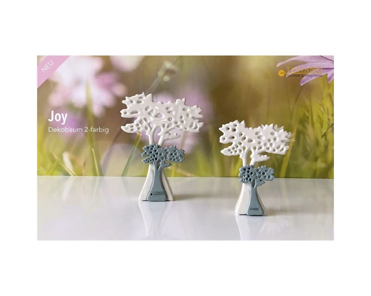 TIZIANO - DESIGN & EMOTIONS Dekofigur Baum Joy Cremeweiß/Laguna
