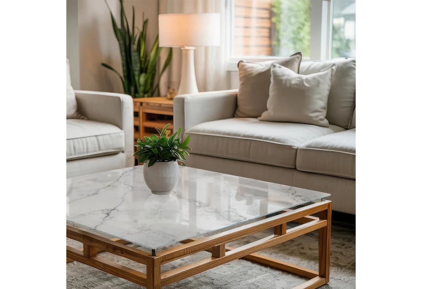 Tulup Tischplatte Glas Marmor-Muster Modern
