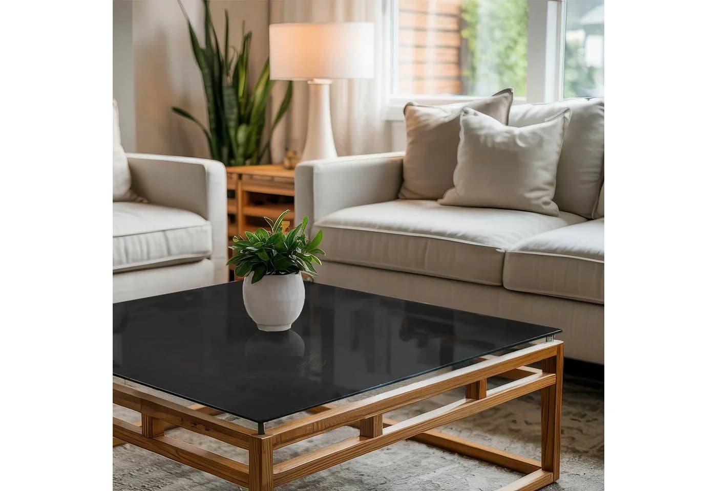 Tulup Glasplatte für Couchtisch Schwarz Modern Gehärtetes Glas