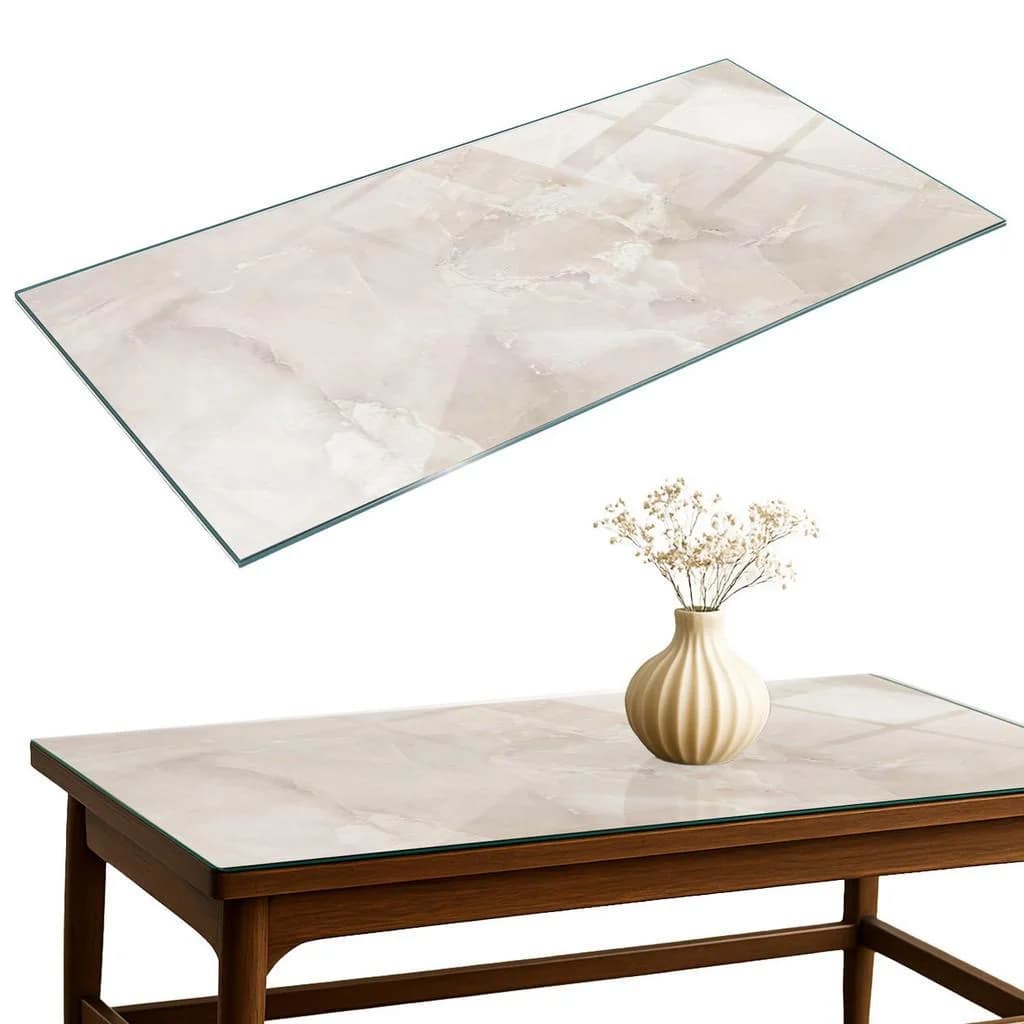 Tulup Tischplatte Glas Creme 140x70 cm Modern